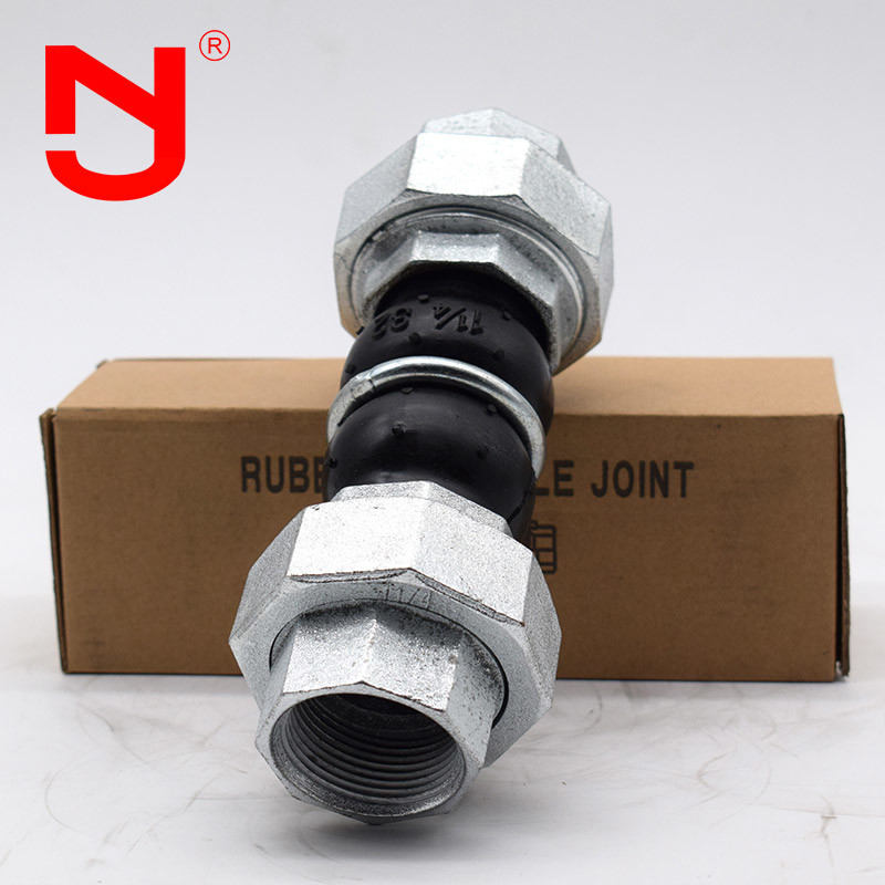 Stainless Steel Screwed Union Bspt Threaded Expansion Joint Rubber Connector For Pipe