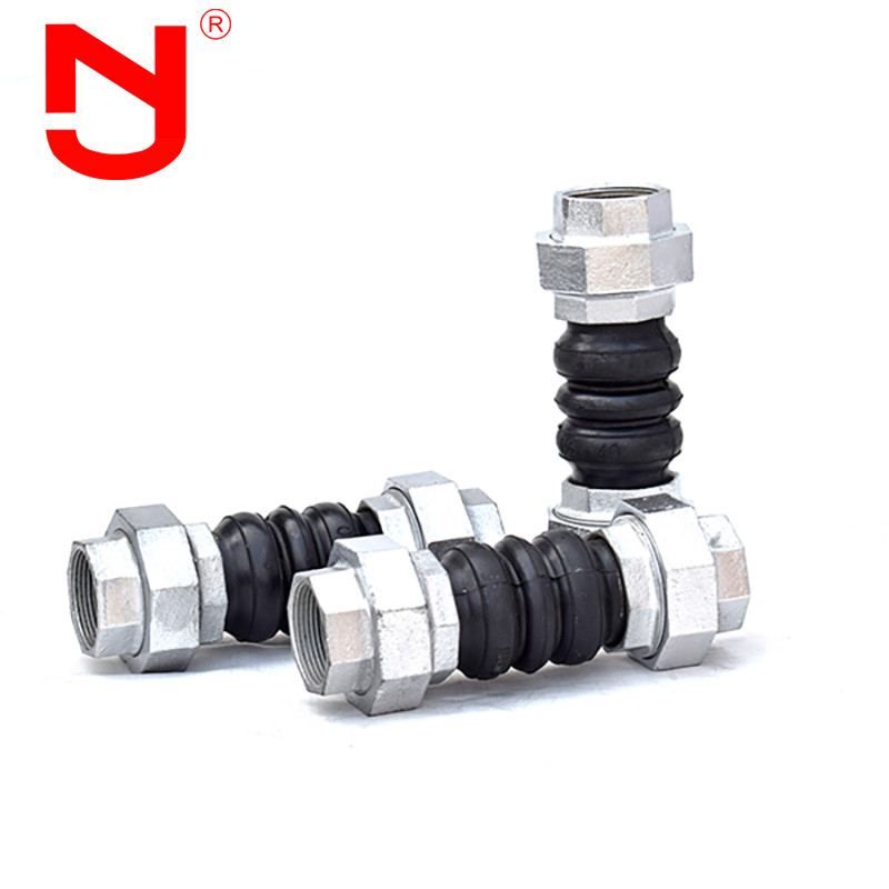 Stainless Steel Screwed Union Bspt Threaded Expansion Joint Rubber Connector For Pipe