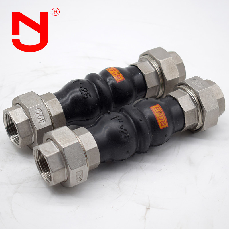 Stainless Steel Screwed Union Bspt Threaded Expansion Joint Rubber Connector For Pipe