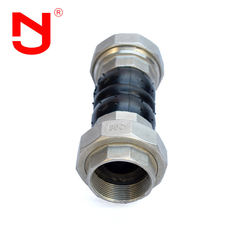 Stainless Steel Screwed Union Bspt Threaded Expansion Joint Rubber Connector For Pipe